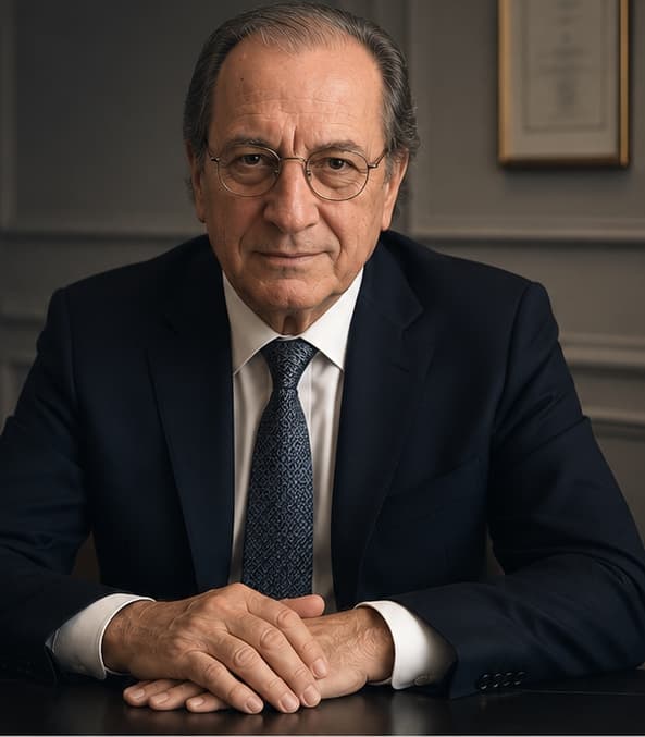 El Dr. Eduardo Valentini, abogado, en su estudio jurídico en Buenos Aires
